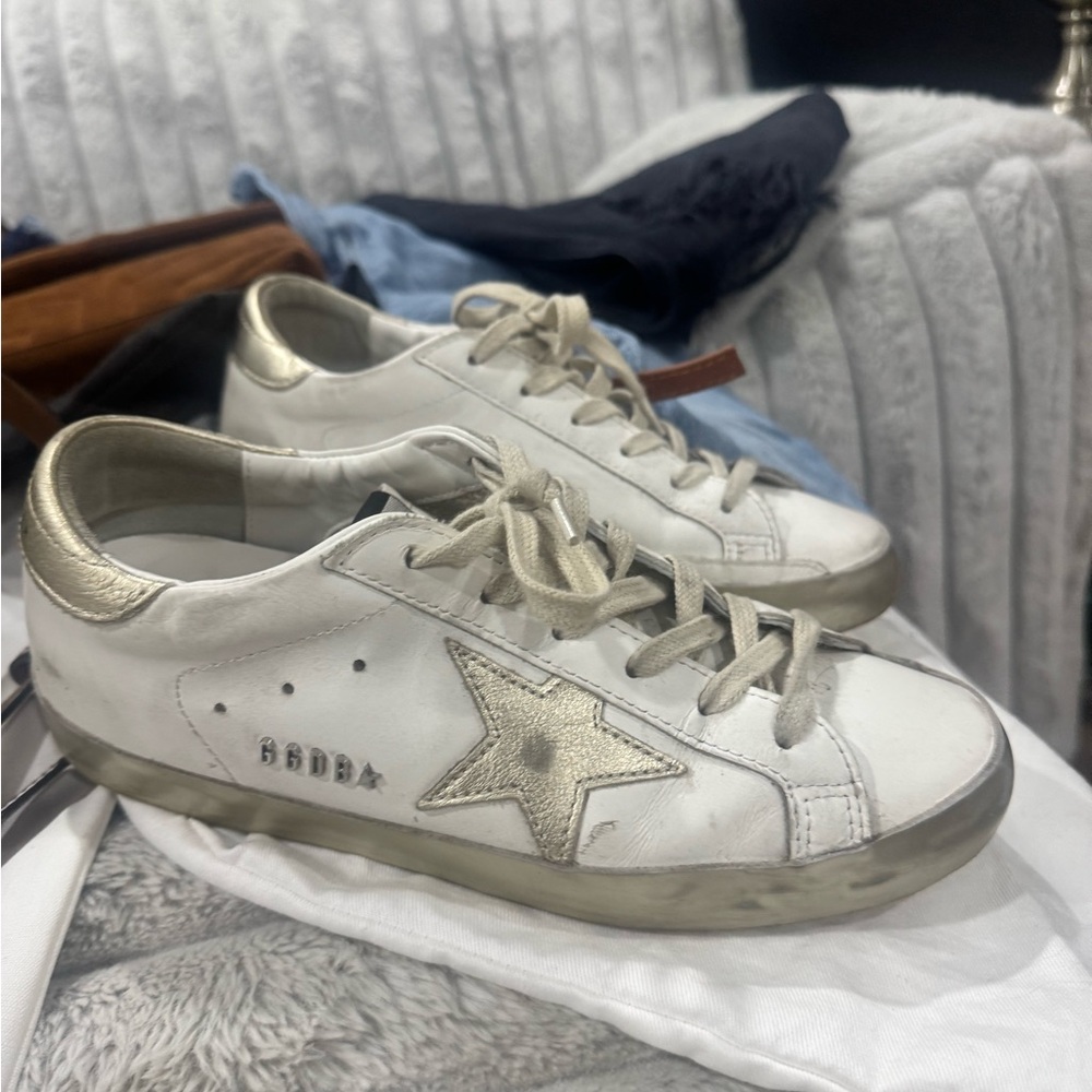 Golden Goose White Sneakers with Gold Star